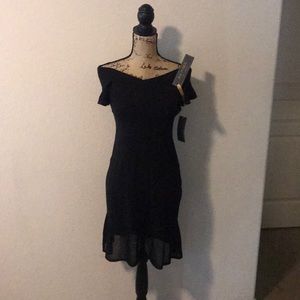 Black off shoulder knit dress